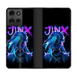 Housse cuir portefeuille Pour Motorola G75 5G Arcane Jinx Night