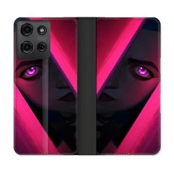 Housse cuir portefeuille Pour Motorola G75 5G Arcane Jinx Rose