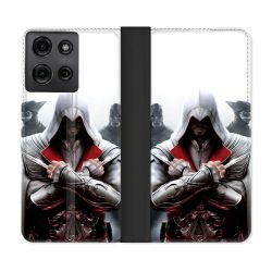 Housse cuir portefeuille Pour Motorola G75 5G Assassin Creed Mask