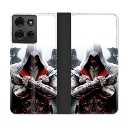 Housse cuir portefeuille Pour Motorola G75 5G Assassin Creed Mask