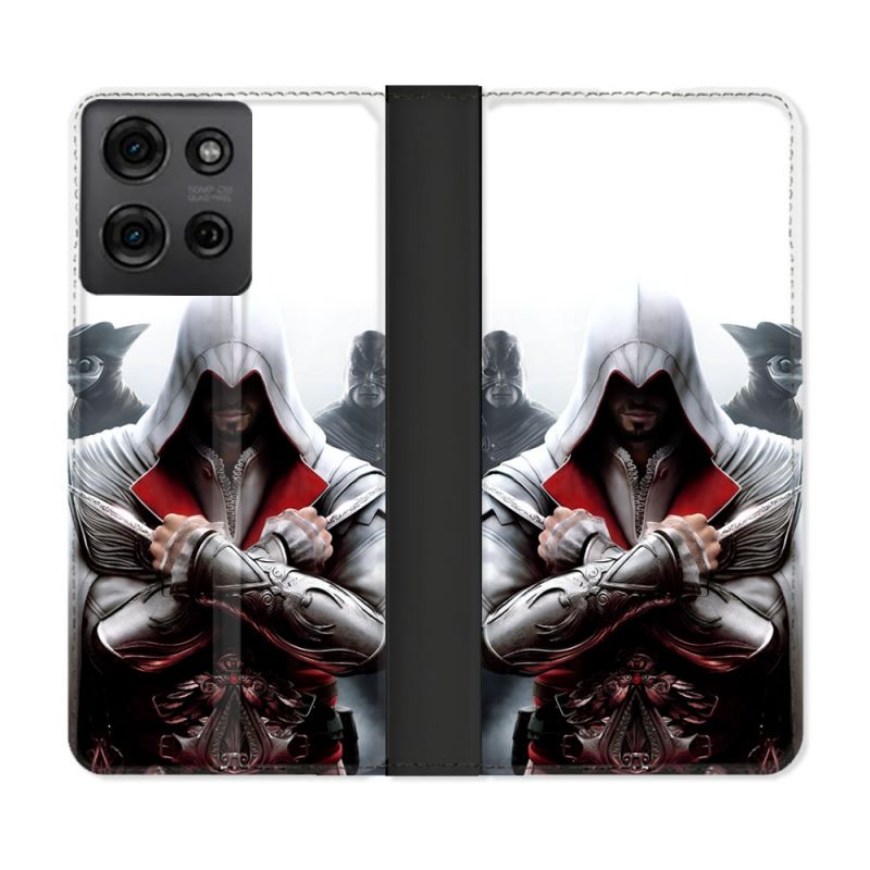 Housse cuir portefeuille Pour Motorola G75 5G Assassin Creed Mask