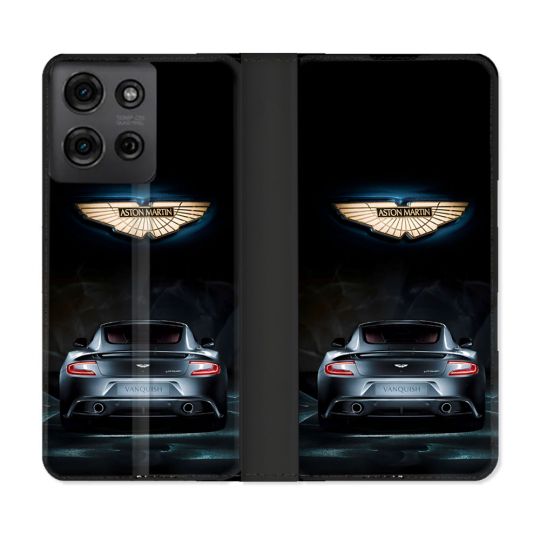 Housse cuir portefeuille Pour Motorola G75 5G Aston Martin