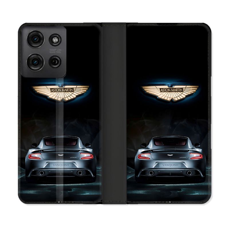 Housse cuir portefeuille Pour Motorola G75 5G Aston Martin