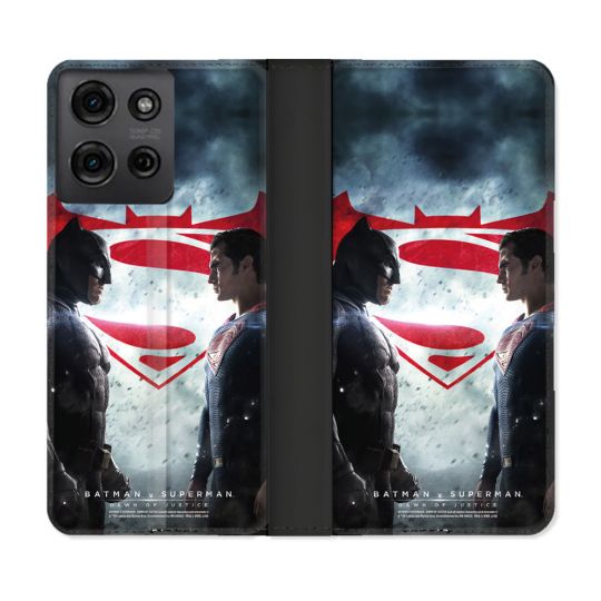 Housse cuir portefeuille Pour Motorola G75 5G Batman VS Superman