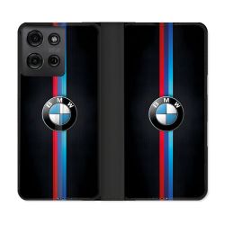 Housse cuir portefeuille Pour Motorola G75 5G BMW Logo
