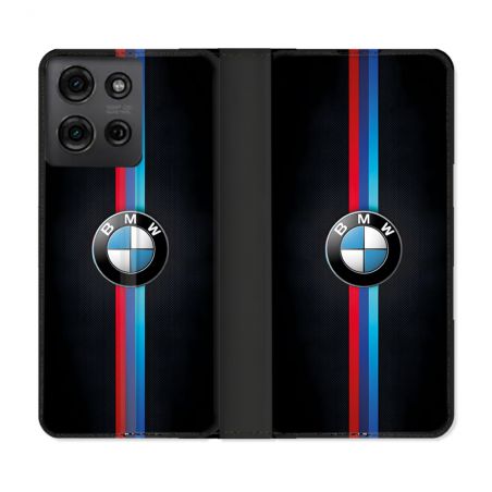 Housse cuir portefeuille Pour Motorola G75 5G BMW Logo