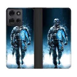 Housse cuir portefeuille Pour Motorola G75 5G Call Of Duty Guerrier