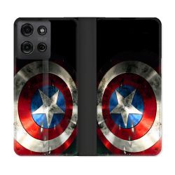 Housse cuir portefeuille Pour Motorola G75 5G Captain America Bouclier