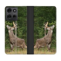 Housse cuir portefeuille Pour Motorola G75 5G Chasse Cerf