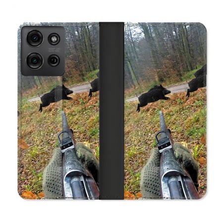 Housse cuir portefeuille Pour Motorola G75 5G Chasse Vision Tir