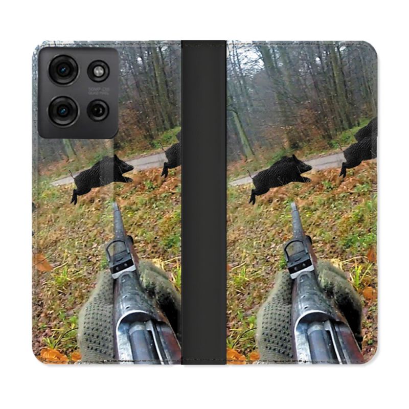Housse cuir portefeuille Pour Motorola G75 5G Chasse Vision Tir