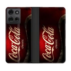 Housse cuir portefeuille Pour Motorola G75 5G Coca Cola Classique