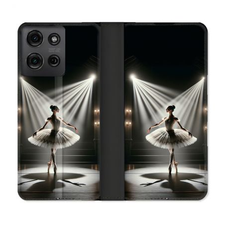 Housse cuir portefeuille Pour Motorola G75 5G Danseuse Lumière
