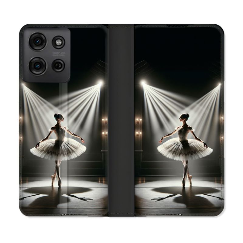Housse cuir portefeuille Pour Motorola G75 5G Danseuse Lumière