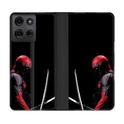Housse cuir portefeuille Pour Motorola G75 5G Deadpool Epee