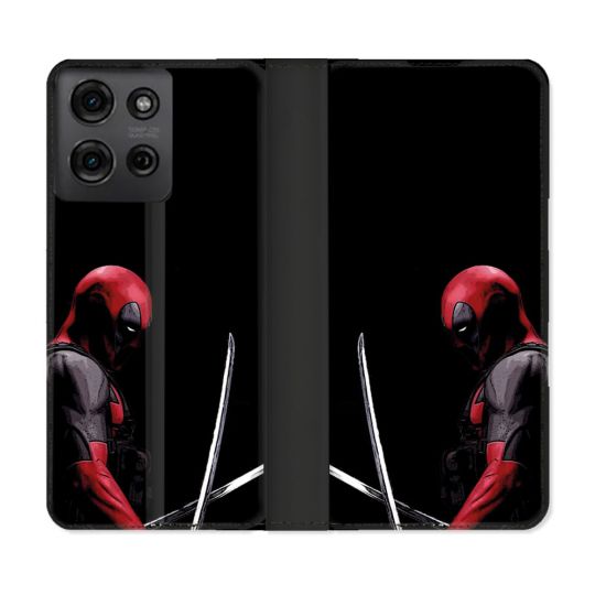 Housse cuir portefeuille Pour Motorola G75 5G Deadpool Epee