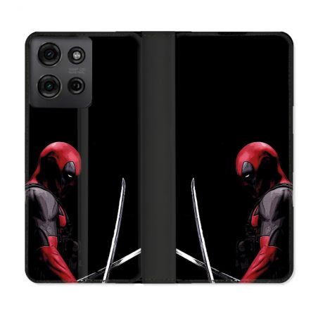 Housse cuir portefeuille Pour Motorola G75 5G Deadpool Epee