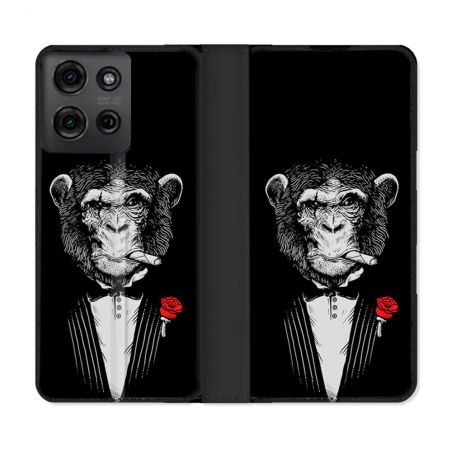 Housse cuir portefeuille Pour Motorola G75 5G Decale Singe Mafia