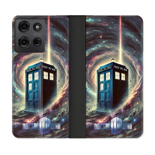 Housse cuir portefeuille Pour Motorola G75 5G Dr Who Tardis Univers