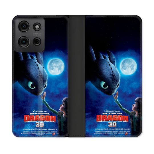 Housse cuir portefeuille Pour Motorola G75 5G Dragons Affiche