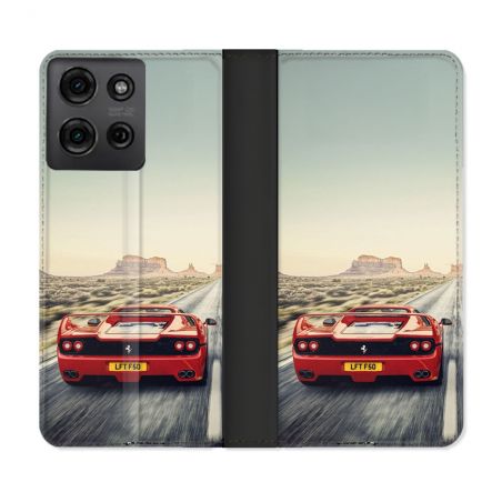 Housse cuir portefeuille Pour Motorola G75 5G Ferrari F50