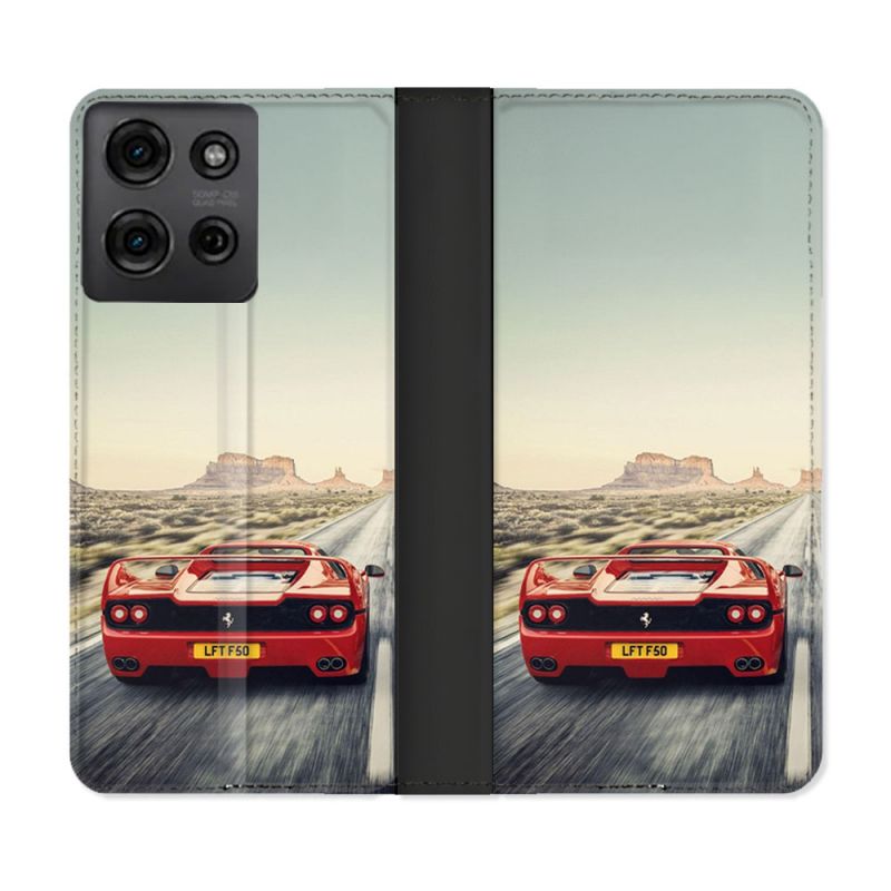 Housse cuir portefeuille Pour Motorola G75 5G Ferrari F50