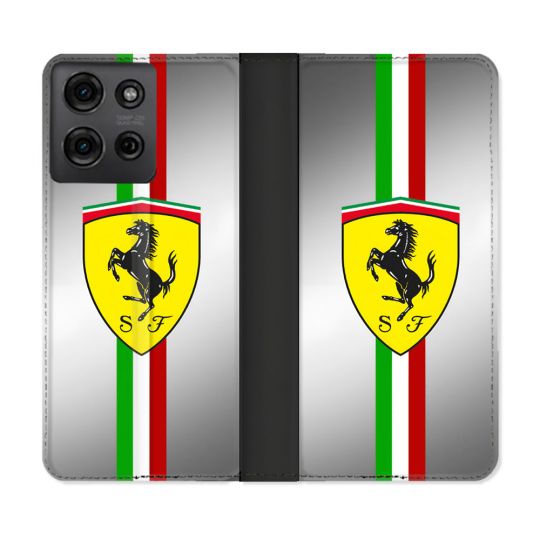 Housse cuir portefeuille Pour Motorola G75 5G Ferrari Ligne