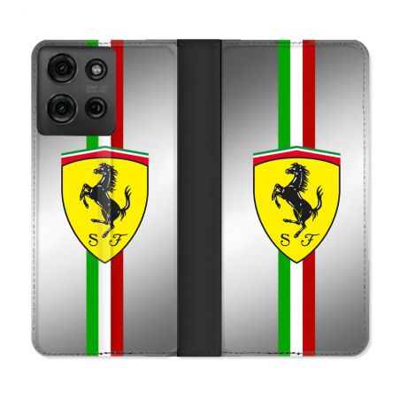 Housse cuir portefeuille Pour Motorola G75 5G Ferrari Ligne