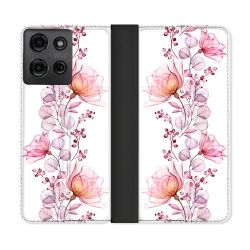 Housse cuir portefeuille Pour Motorola G75 5G Fleur Eclosion