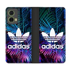 Housse cuir portefeuille Pour Motorola G85 5G Adidas Palmier