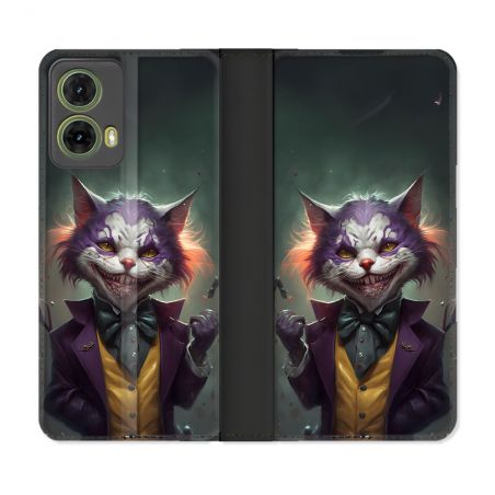 Housse cuir portefeuille Pour Motorola G85 5G Animal Chat Joker