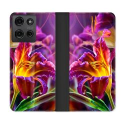 Housse cuir portefeuille Pour Motorola G75 5G Fleur Lys Color