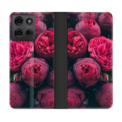 Housse cuir portefeuille Pour Motorola G75 5G Fleur Pivoine