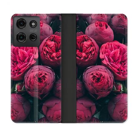 Housse cuir portefeuille Pour Motorola G75 5G Fleur Pivoine