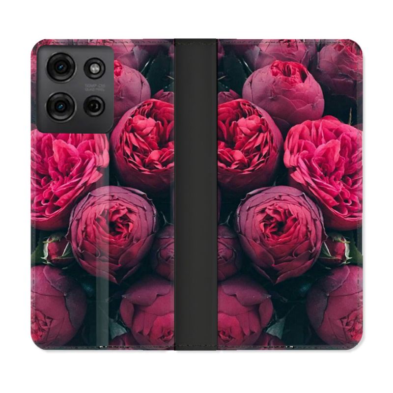 Housse cuir portefeuille Pour Motorola G75 5G Fleur Pivoine