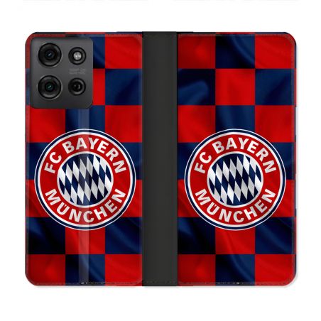 Housse cuir portefeuille Pour Motorola G75 5G Foot Bayern Munich Carreaux