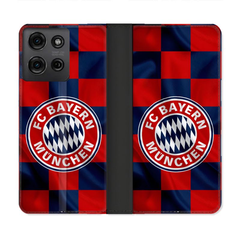 Housse cuir portefeuille Pour Motorola G75 5G Foot Bayern Munich Carreaux