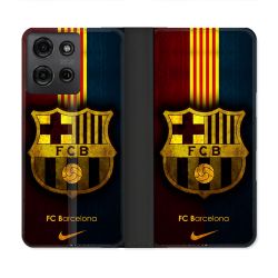 Housse cuir portefeuille Pour Motorola G75 5G Foot FC Barcelone Vintage
