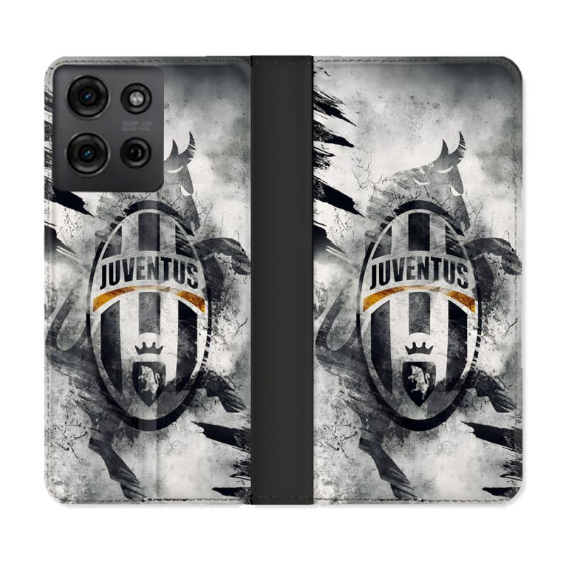Housse cuir portefeuille Pour Motorola G75 5G Foot Juventus Turin