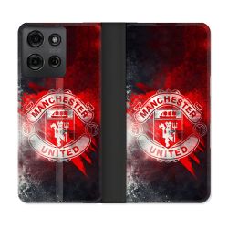 Housse cuir portefeuille Pour Motorola G75 5G Foot Manchester United