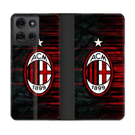 Housse cuir portefeuille Pour Motorola G75 5G Foot Milan AC