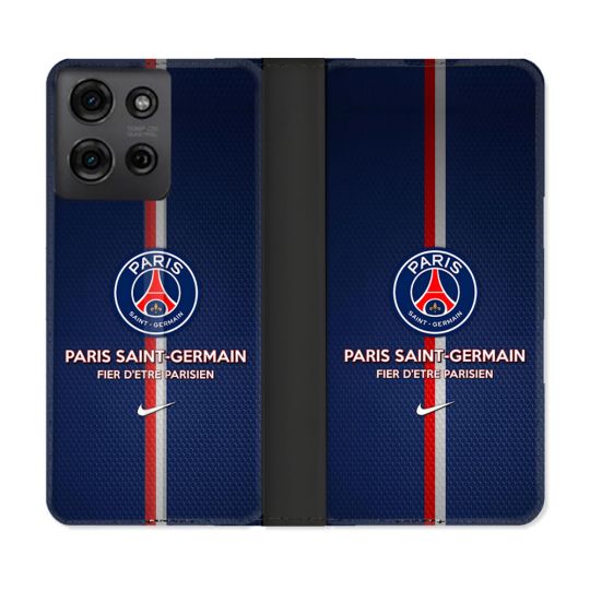 Housse cuir portefeuille Pour Motorola G75 5G Foot PSG Fier