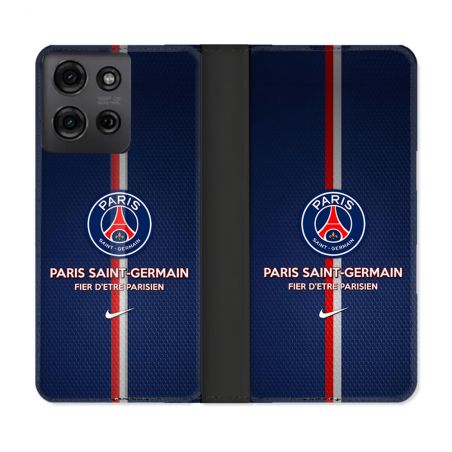 Housse cuir portefeuille Pour Motorola G75 5G Foot PSG Fier