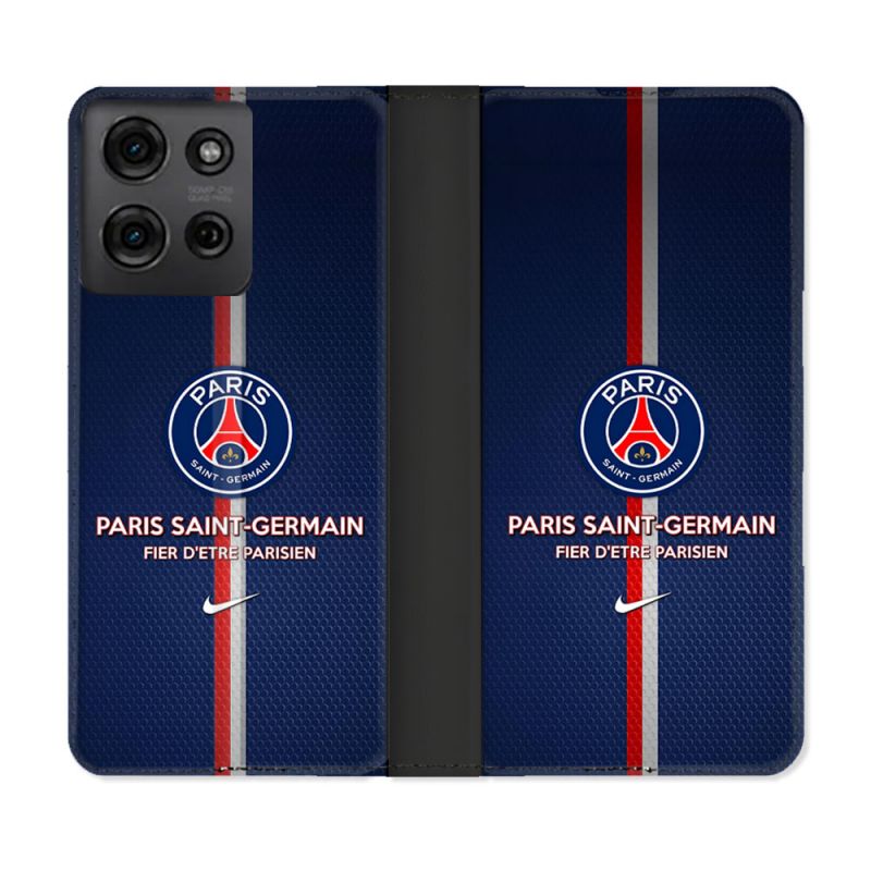 Housse cuir portefeuille Pour Motorola G75 5G Foot PSG Fier