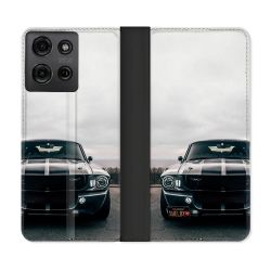 Housse cuir portefeuille Pour Motorola G75 5G Ford Mustang GT500 Vintage