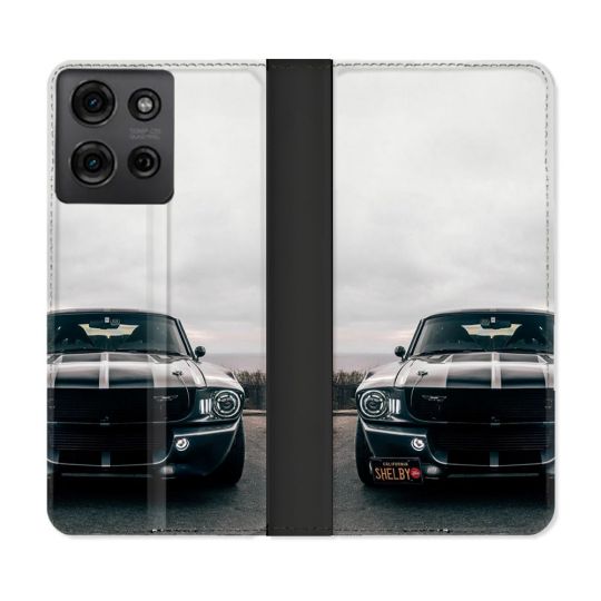 Housse cuir portefeuille Pour Motorola G75 5G Ford Mustang GT500 Vintage