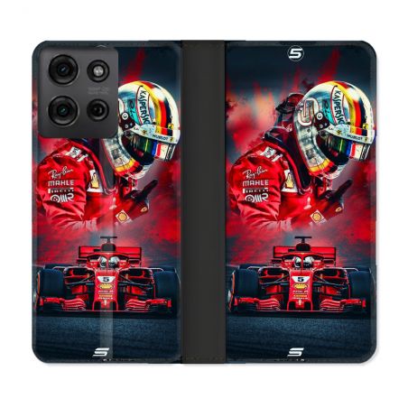 Housse cuir portefeuille Pour Motorola G75 5G Formule 1 F1 Ferrari