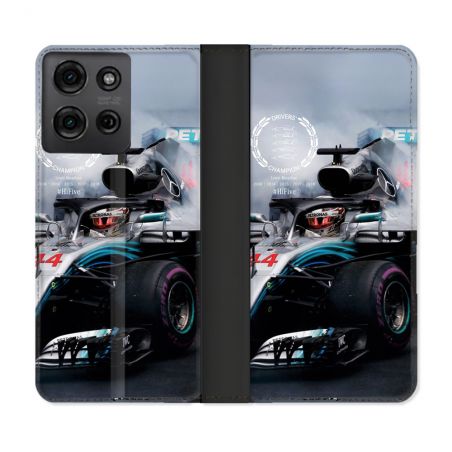 Housse cuir portefeuille Pour Motorola G75 5G Formule 1 F1 Mercedes Petronas
