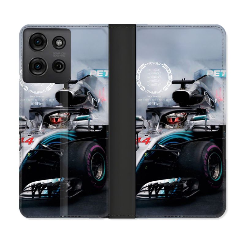 Housse cuir portefeuille Pour Motorola G75 5G Formule 1 F1 Mercedes Petronas