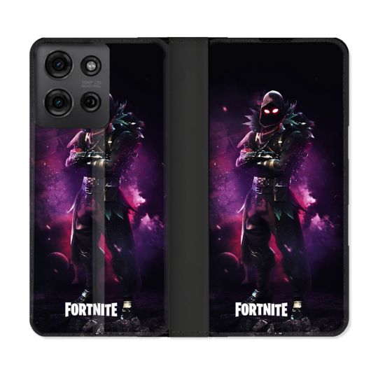 Housse cuir portefeuille Pour Motorola G75 5G Fortnite Raven